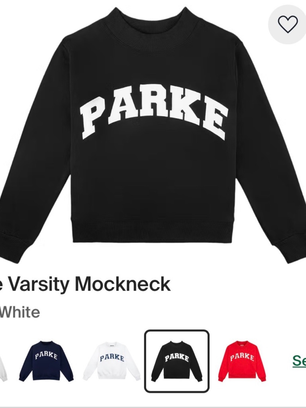 Parke Women's Black Varsity Mockneck Sweatshirt